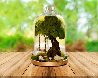 Fairy Garden, Terrarium, Fairy Tree, Fairy Garden Accessories, Miniature garden, Glass dome Terrarium, Terrarium Kit, Glass dome Cloche.