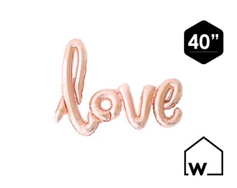 LOVE | 40" Giant Rose Gold Foil Script Balloon | Wedding, Bridal Shower, Bachelorette Party, Birthday, Anniversary, Engagement, Valentine's