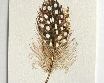 Watercolor Feather Painting Feather Watercolor Original Painting Brown Feather Painting Feather watercolour