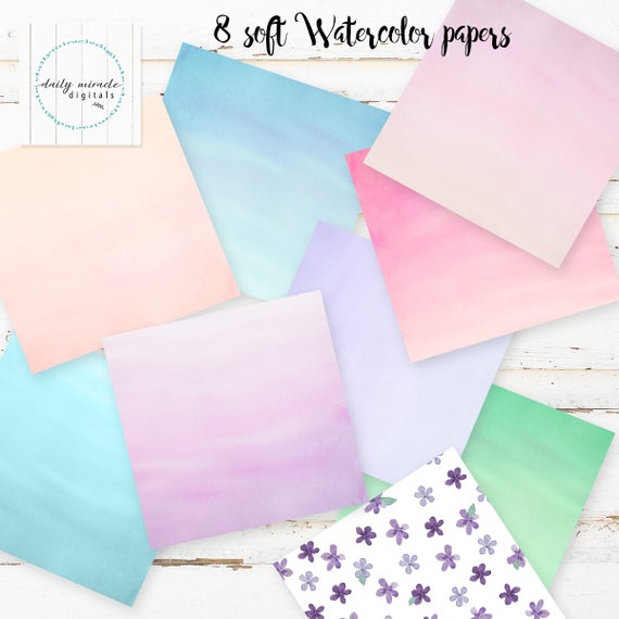 8 Digital watercolor papers high resolution 300 DPI 12