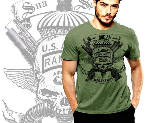 US Army Ranger T-Shirt Sua Sponte Lead The Way Airborne Tab