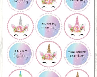 unicorn cupcake toppers unicorn circle decoration unicorn