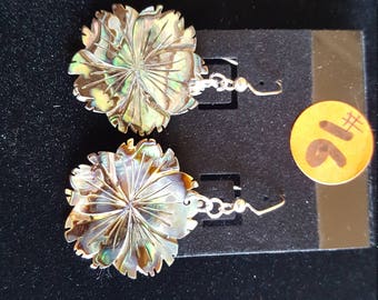 Abalone Flower Earrings Split edge petals
