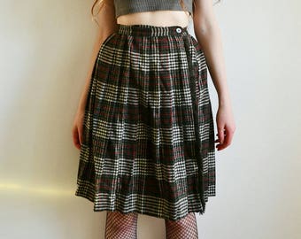 Vintage Tartan Skirt, High Waisted Wrap Skirt, Woven Scottish Wool Skirt, Vintage 90s Clothing