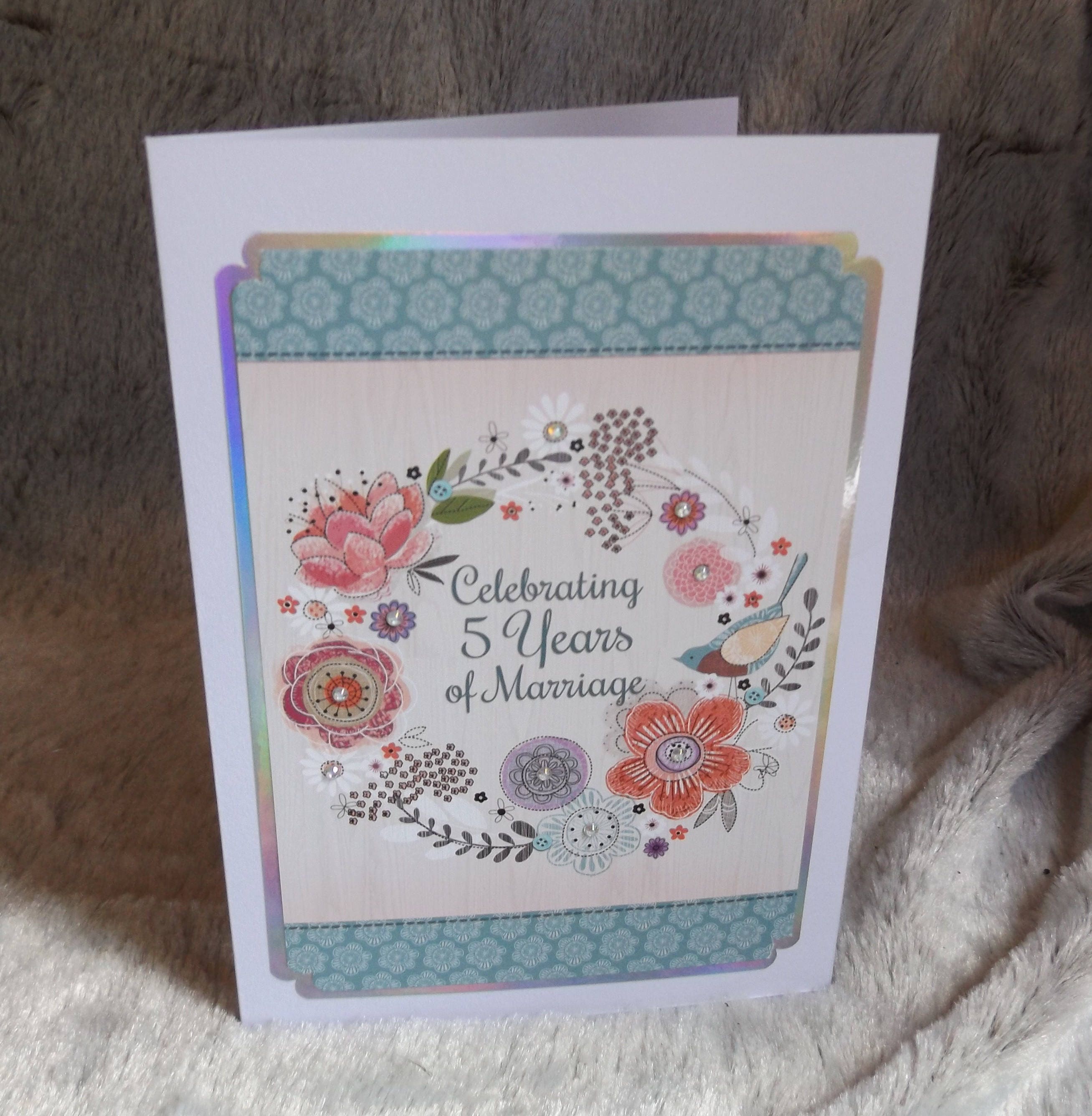 5th Anniversary Greeting Card Cards for Daughter and Husband