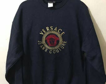 Sale Vintage Versace sweatshirt, big embroidered logo spell out Rare Design, Nice Design, Size XLarge.