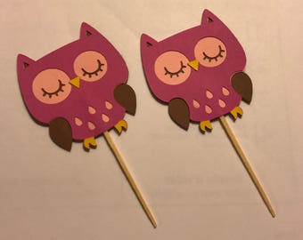 Owl Cupcake Toppers, Owl Birthday, Cupcake Toppers, Handmade
