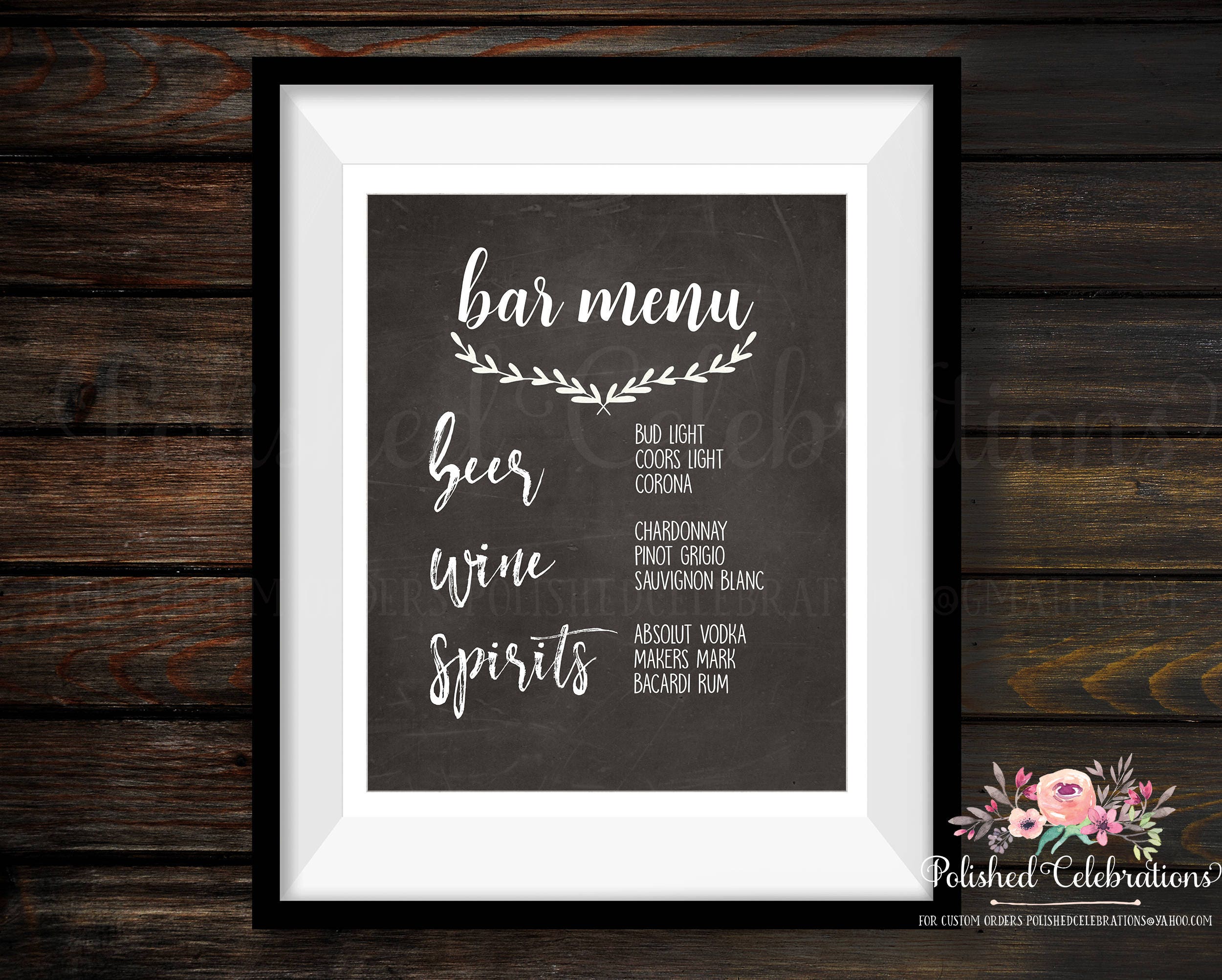 SALE Bar Menu / Wedding Decor / Bar Sign / Chalkboard / Chalk