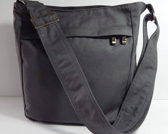Virine grey cross body bag, messenger everyday shoulder handbag, travel...