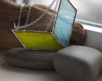 VOLARE SALE Stained Glass Jewelry - Neon Summer 'Volare' Necklace - Geometric & Modern