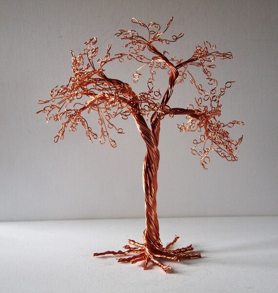 Copper wire tree sculpture