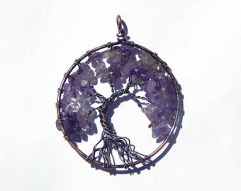 Amethyst Tree of Life Pendant, Amethyst Necklace, Tree of Life Necklace, Wire Wrapped Tree of Life Pendant, Wire Wrapped Amethyst, Amethyst