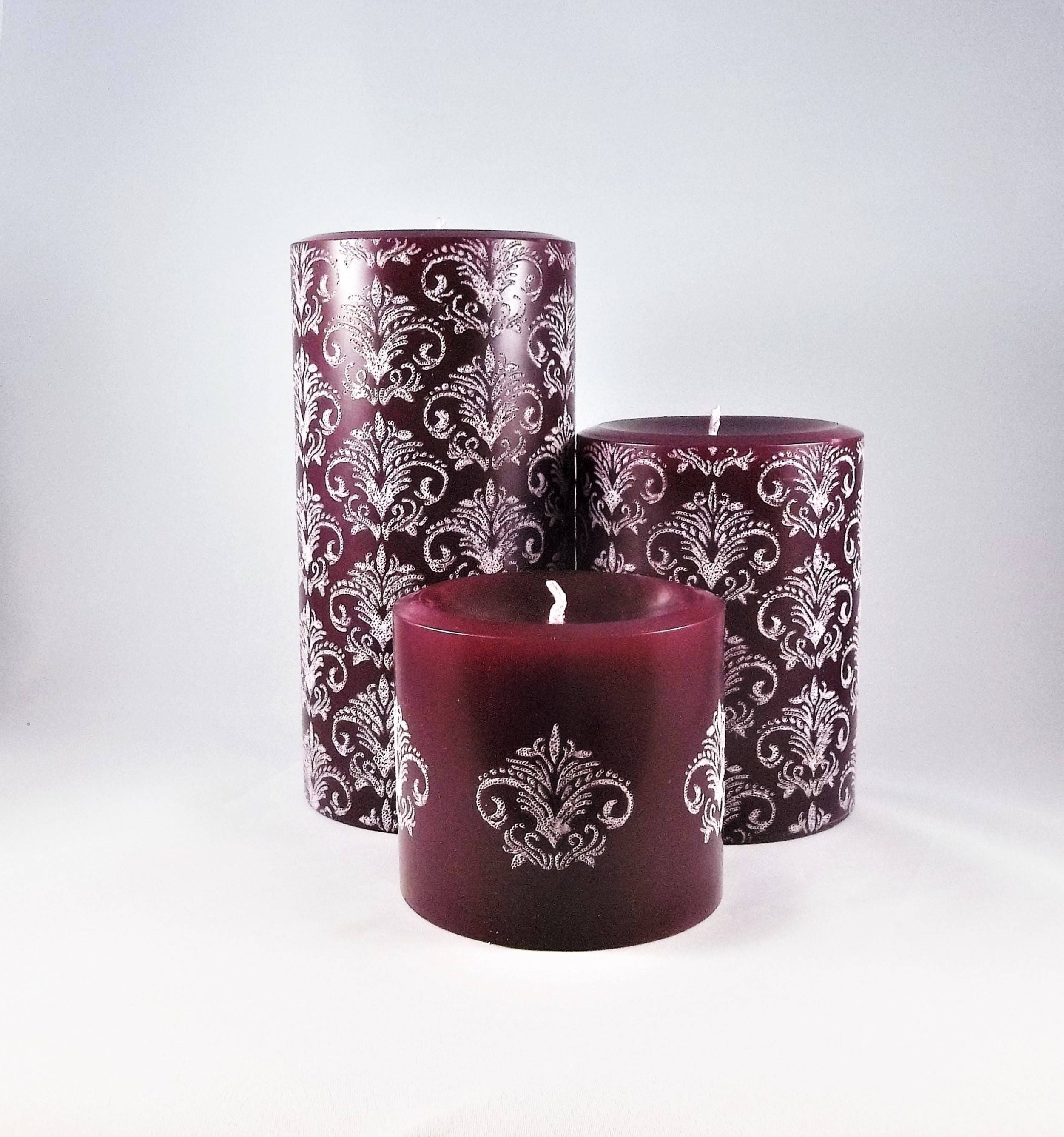 Unique Pillar Candle Set Carved Etched Candle Designer