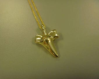 Necklace shark tooth 24 k gold plated silver