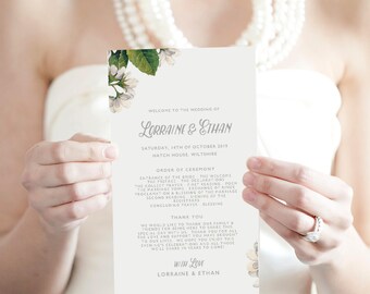 Wedding Programs Instant Download, Wedding Program Template, Editable Wedding Program, Printable Wedding Program Template - KPC05_202