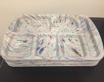 6 Vintage Melamine Melmac Confetti Lunch Trays