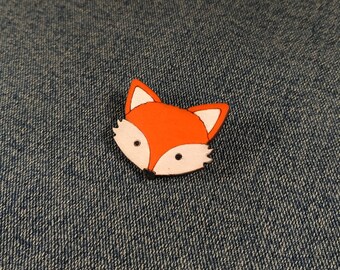 Fox face pin. Wooden fox brooch. Fox Gift. Cute fox pin badges. Fox Jewellery. Fox lover gift. Animal Pins. Woodland Animal.
