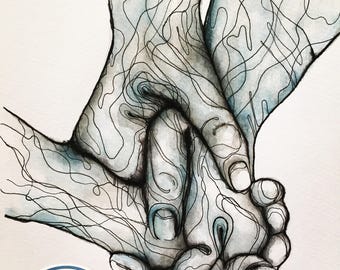 Ink & watercolour illustration Print