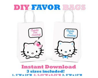Printable Hello Kitty Favor Bags | Hello Kitty Candy Bags | Hello Kitty Party Bags | Hello Kitty Birthday | Kitty Favors | Kitty Goody Bags