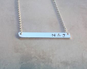 Custom Initials Necklace sterling silver hand stamped personalised necklace wedding gift idea for her anniversary gift custom jewellery