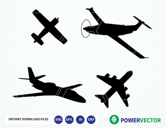 Download Airplane SVG files. Airplane silhouette dxf collection. Svg
