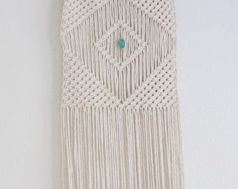 Macramé Wall Hanging, turquoise, crystal, stone, gemstone, boho wall decor, healing stones, meditation, bohemian, boho chic, boho style