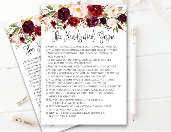Editable The Newlywed Game Bridal Shower Game Guess What the