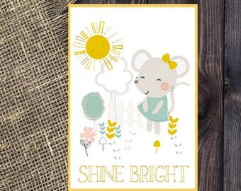 Preschool Classroom Art, Growth Mindset, Classroom Decor, Classroom Poster,Cute Bunny Sunshine, Shine Bright Quote Printable