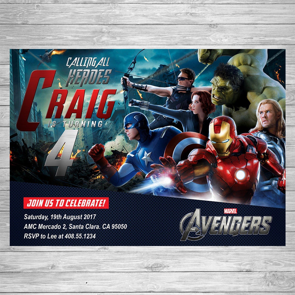 Avengers Birthday Invitation Avengers Party Invite Avengers