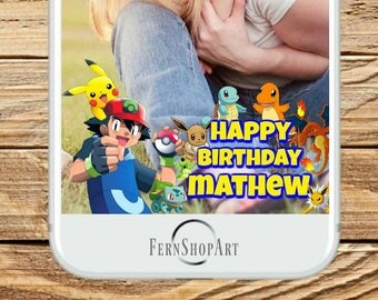 Pokemon Custom Snapchat Filter, Pokemon Party Geofilter, Pokemon Snapchat Filter, Pokemon Birthday, Birthday Geofilter, Snapchat