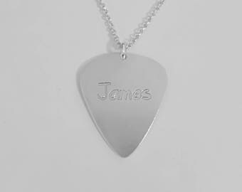 Engraved guitar pick necklace, custom guitar pick, Personazied guitar pick necklace, personalized pick, music lover necklace