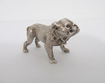 large silver bulldog statue