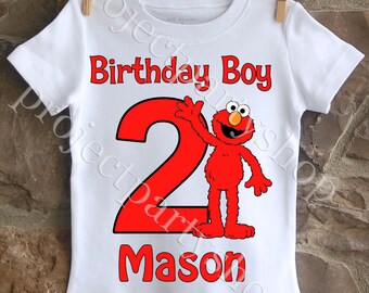 Elmo Birthday Shirt, Boys Sesame Street Shirt, Boys Elmo Birthday Shirt