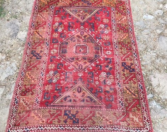 Red Carpet rug Vintage Turkish Rug Canakkale Carpet Area Rug Kitchen Rug wool rug 5.6x4.1 ft - CP12002