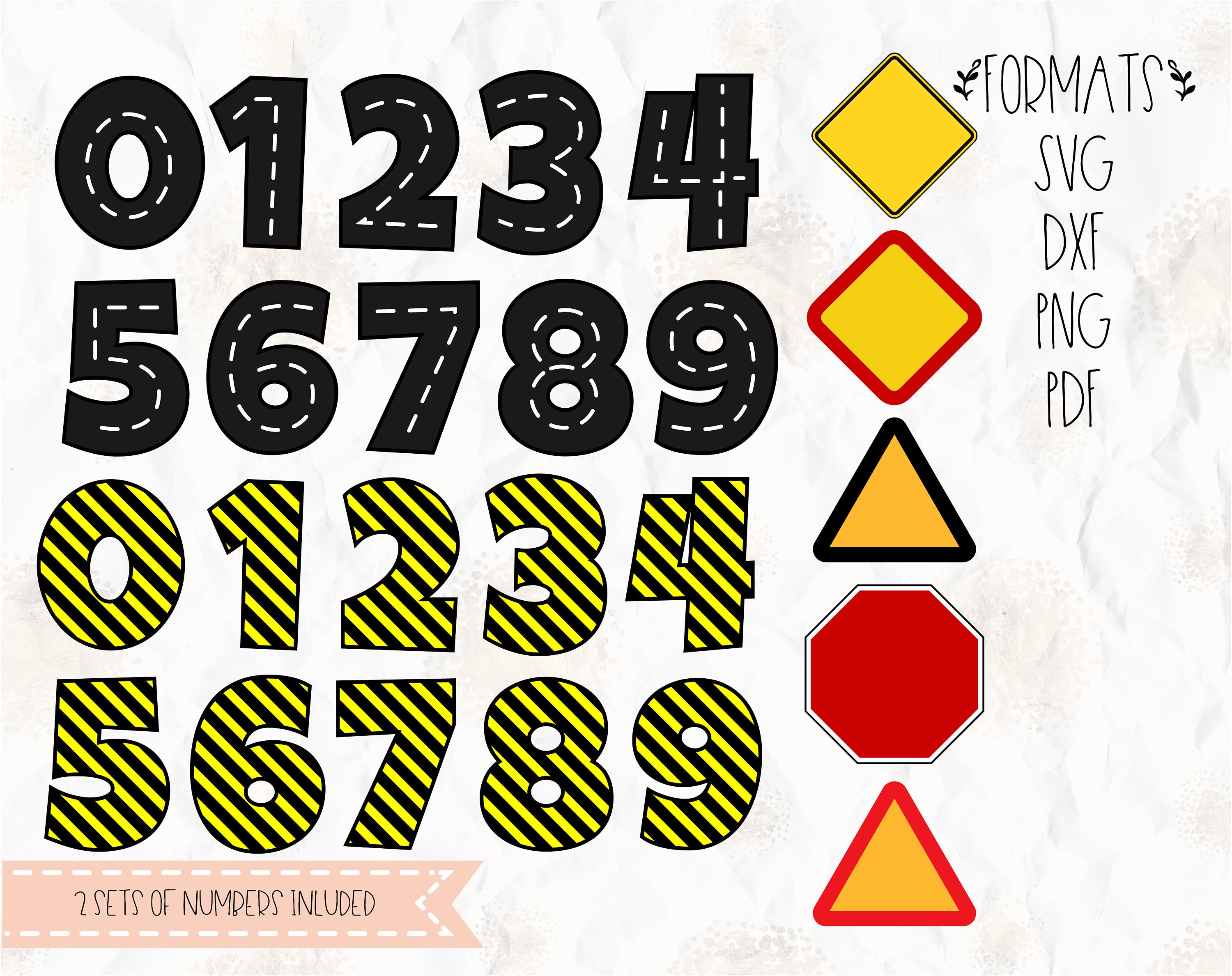 Download Under construction theme numbers signs SVG layered PNG