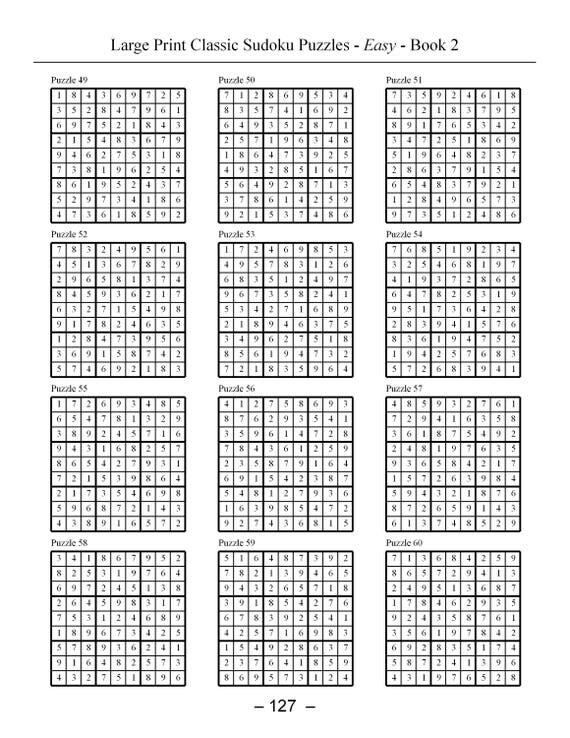 printable large print classic sudoku puzzles 120 puzzles