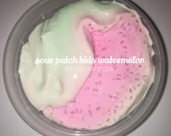 Sour Patch Kids Watermelon Fluffy Slime Pink Green Crunchy Swirl