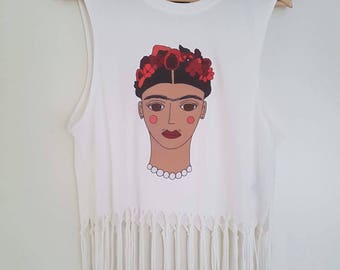 Handmade Frida Kahlo Shirt // Floral Top // Only one in stock