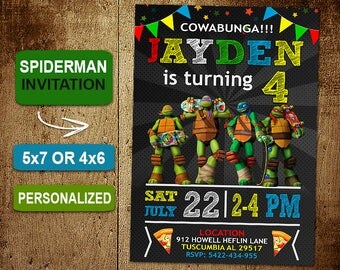 Ninja Turtle Birthday Invitation. Ninja Turtles Invitations. Ninja Turtle Invitation. Ninja Turtle Birthday Party. Ninja Turtles Party. DIY