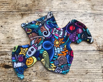 Spce Crazy Bat Cloth Panty Liner Regular /Moderate 5" Light Spotting CSP RUMPS Reusable Cloth Sanitary Pad