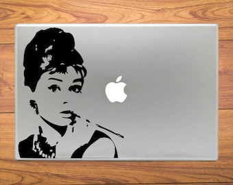 Audrey Hepburn Classic Macbook Decal Stickers Mac Pro / Air / Retina Sizes 13 / 15 / 17 Laptop Cover
