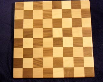 Chess Board, mahogany and maple wood