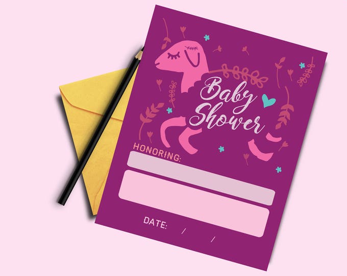 Lamb Baby shower invitation + printable poster