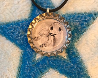 Cute turtle charm bottle cap necklace