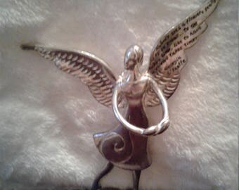 6x Antique Silver Pewter Angel Wing Charms With Detailed Rose - Two-Sided, 30x11mm