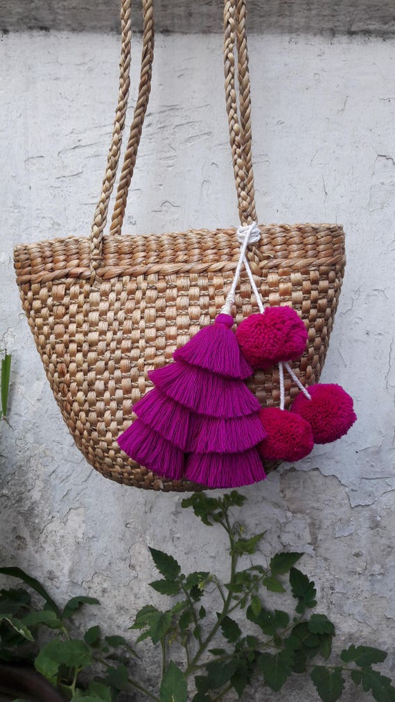 Pom pom bag charm Tassel bag charmBag charmPink Tassel&Pom