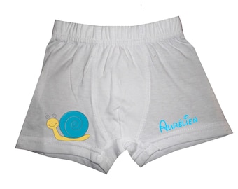White snail boy shorts personalized with name
