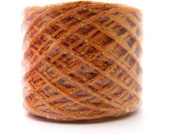 SPOOL OF THREAD PAPER RAFFIA ORANGE AND GOLD X 50 M
