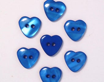 Heart 15mm set of 10 buttons: Blue - 002220