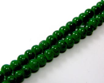 Set of 20 4 mm bright green glass beads